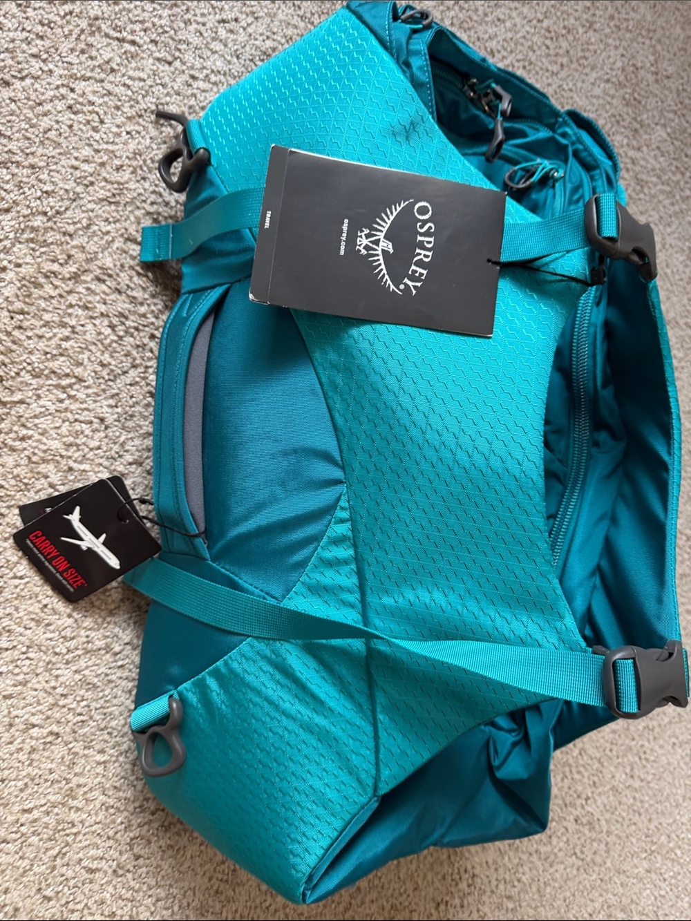 NWT OSPREY porter 46 Teal Travel Backpack - Picture 3 of 17